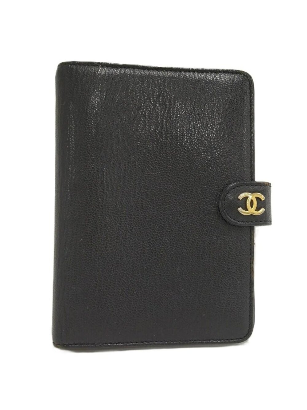 Chanel Notebook Cover CC Logo Gold Leather Black Agenda